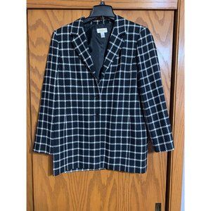 Talbots Two-Button Boxy Wool Jacket Black/White